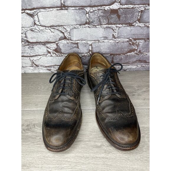 Frye Jones Wingtip Dark Brown Leather Distressed Dress Shoes Men Sz 13D US/46EU - Picture 14 of 16